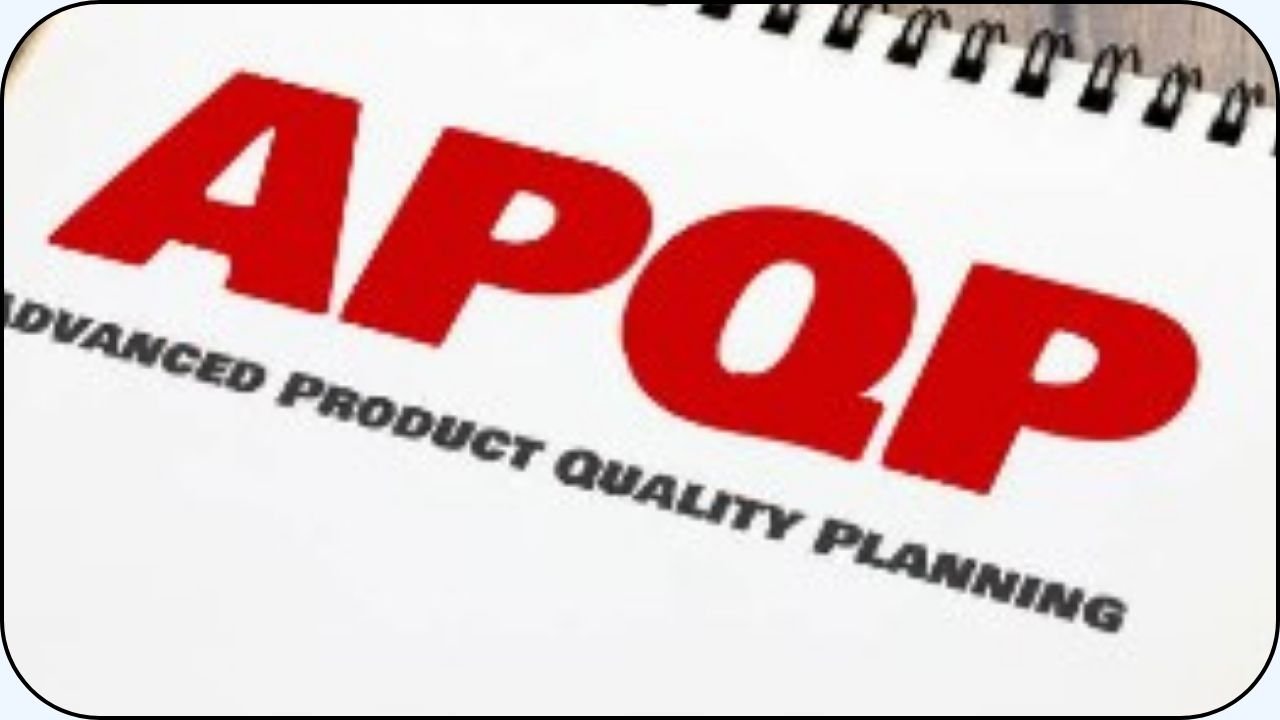 Un cuaderno con una portada que dice "APQP: Advanced product quality planning"