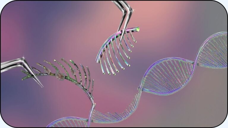 Una parte de una cadena de ADN siendo sustituida por otra - CRISPR